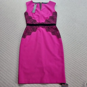 HYBRID Tabitha Dress BODYCON - Magenta Pink with Lace Size 12 BNWT - Picture 1 of 13