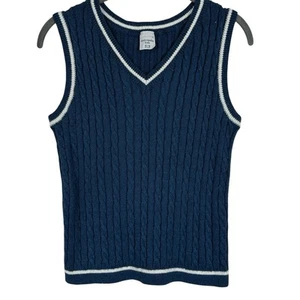 Abercrombie Kids Sweater Vest Girls Size 15/16 Blue Cable Knit Nautical Preppy - Picture 1 of 11