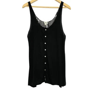 Charming Charlie Y2K Fairy Grunge Tank Top Womens Size L Black Lace Back Witchy - Picture 1 of 9