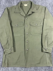 U.S. Air Force Vintage Green Utility Shirt Cotton Sateen Large Military - Picture 1 of 11