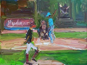 Pintura al óleo Cubs-Indios Serie Mundial 9" x 12" - Imagen 1 de 4