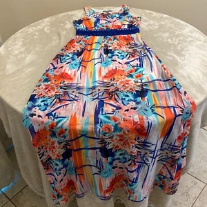 Bailey Blue Womens Multicolor Floral Open Midsection Sleeveless Maxi Dress Sz S - Picture 1 of 12