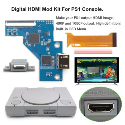 Hispeedido For PS1 Digital to Digital HDMI Mod Kit For Playstaion PS1 Console - Image 1 of 4