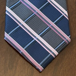 Platinum Designs Blue Pink Hand Made 100% Polyester Men’s Neck Tie Made In China - Picture 1 of 9