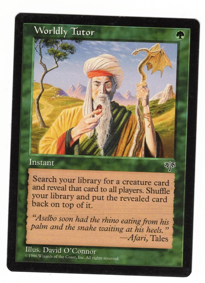 MTG   ** WORLDLY TUTOR  **  Magic Mirage LP - Image 1 of 1