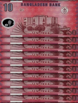 Bangladesh 10 TAKA P-35 2000 x 10 Pc Polymer MILLENNIUM UNC Bangladeshi Lot NOTE - Image 1 of 4