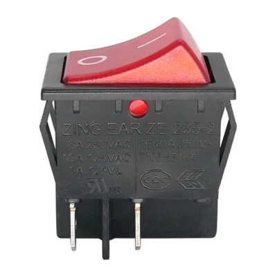 Zing Ear ZE-235-2 4-pin 2-position 16A125VAC 8A250VAC US HD Rocker Power Switch - Image 1 of 3