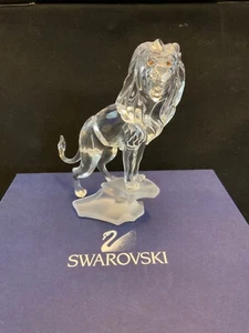 Swarovski Crystal 'Lion' Standing on Rock Figurine #269377 with Box - Picture 1 of 5
