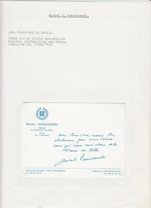 Prince Michel C. Poniatowski, Original Autograph, Royalty Poland, France (L6823) - Picture 1 of 1
