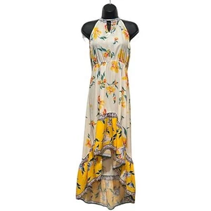 NWT Flying Tomato High Low Halter Neck Yellow Maxi Dress Womens size Small - Picture 1 of 7