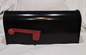 METAL BLACK MAILBOX OFFICIAL USPS WITH RED FLAG THE SOLAR GROUP - Picture 1 of 12