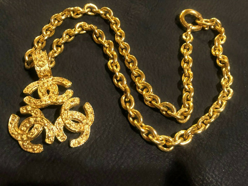 CHANEL Collana Catena AUTENTICA Vintage Rara Girocollo Oro CC Triplo COCO Logo F S C38