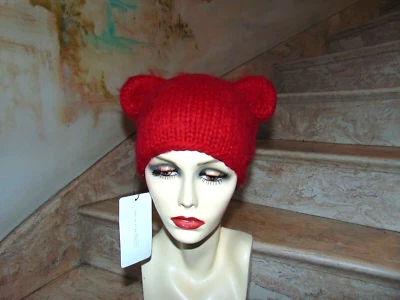 RARE Hansel from Basel Beanie Hat Red Prototype Fuzzy Y2K Winter Cabin Ears - Image 1 of 4