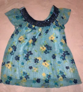 Girls George Sequin Daisy Scoop Neck Top Size 5 - Picture 1 of 2