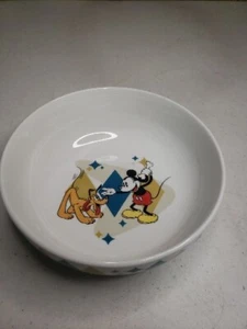 Disney Gibson Ciotola Topolino Pluto Blu/Oro Argle Diamante Bordo 5,75" - Foto 1 di 6