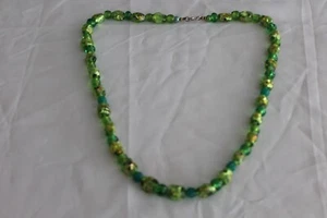 Collar Vintage Veneciano Murano Verde Plata Lámina de Oro Cuentas 22" de Largo - Imagen 1 de 18