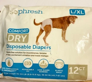 11 Pannolini Monouso SoPhersh L/XL Comfort Dry Rimanenti 4 Cani - Vestibilità Regolabile - Foto 1 di 3