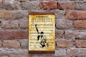 Queen The Show Must Go On Sheet Music Art Print on Aged Background, Canvas - Picture 1 of 9
