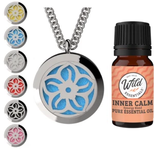 Lotus 316L Stainless Steel Aromatherapy Diffuser Locket Inner Calm Oil - Picture 1 of 7