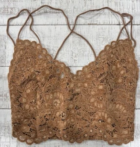Free People Celine Bralette Floral V-Neck Burnt Caramel L FP1 UVP 48 $ - Bild 1 von 4