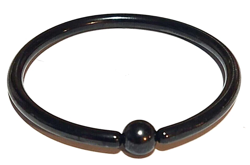 Pair Shiny black 8g 1 1/2" Captive Ear Tunnel ring Surgical Steel 316L Look Sexy - Image 1 of 1