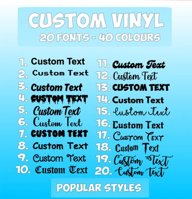 Personalised Vinyl Sticker Name Word Text Cut Fancy Popular Font Styles - Image 1 of 4