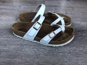 Birkenstock Mayari White Birkibuc Comfort Thong Sandal Women's Size 39 EU 8 US - Picture 1 of 12
