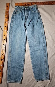 Vintage Route 66 Jeans Unisex Kids Sz 12 Slim Blue Denim Tapered Pants - Picture 1 of 16