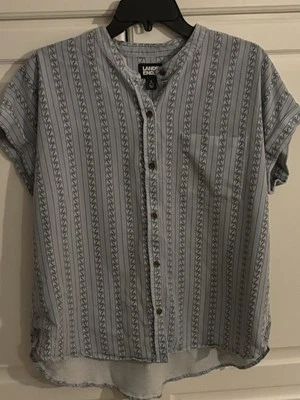 Blusa túnica camisa Top Lands End azul mujer L botón manga corta Foto 1 de 4