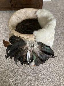 Indianer Indianer HANDARBEIT Fell & Feder Bodenkorb Naturmaterialien - Bild 1 von 5