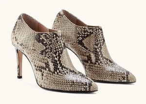 INEZ Marisol 90 Natural Snake Emboss Ankle Bootie Sz 8.5 Tan Black Python EUC - Picture 1 of 11