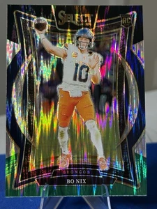 2024 Panini Select Concourse Bo Nix #30 Green & Black Shock Prizm Broncos RC - Picture 1 of 2