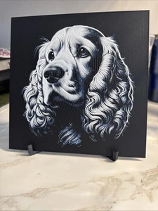 Cocker Spaniel Dog Hueforge 3D Print With Printed Easel 8x8” Decor - Picture 1 of 3