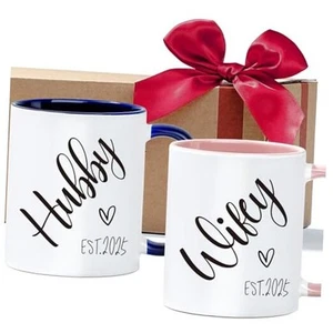 Est 2025 Gift for Husband & Wife Coffee Mug, Hubby & Wifey EST 2025 11oz  - Picture 1 of 7