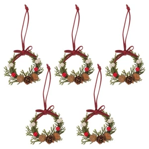 5 Pcs Dollhouse Holiday Festival Decorations Christmas Miniature Wreath - Picture 1 of 20
