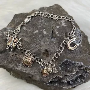 Coleman Co. Black Hills Gold Sterling & 12K Gold Charm Bracelet 7" - Picture 1 of 12