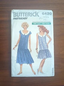 NEW Butterick 6420 Misses Drop Waist Dress Sewing Pattern Size 12-16 UNCUT - Picture 1 of 2