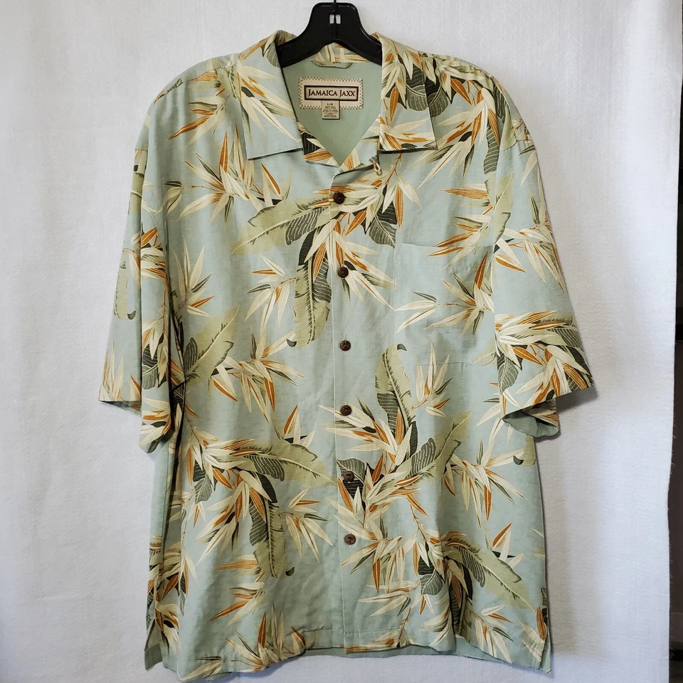 Рубашка мужская Jamaica Jaxx 100% шелк гавайская рубашка классическая на пуговицах большая  - Изображение 1 из 4