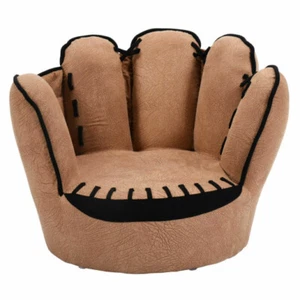 Toddler Lounge Chair Baseball Glove Shaped Kids Leisure Upholstered Sofa Brown - Picture 1 of 10
