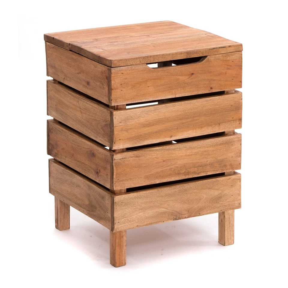 HOLZ HOCKER "STORAGE 50" | 50x35x35cm (HxBxT), Altholz massiv | Wäschekorb - Bild 1 von 4