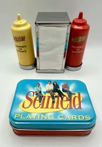 VTG Seinfeld Monks Diner Ceramic Salt & Pepper Shaker, Napkin holder, Cards - Picture 1 of 10