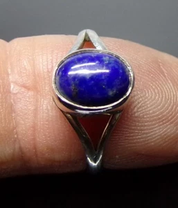 Handmade 925 Sterling Silver Lapis Lazuli Stone Ring 10 x 8 mm Y Band, Size J-X - Picture 1 of 9