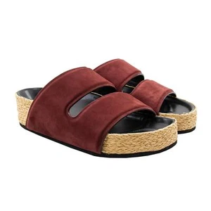 Nuevo con caja Sandalias Celine Paris Cuero Gamuza Roja Trenzado Raffia 36EU/6US - Imagen 1 de 10