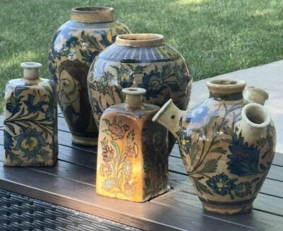 Антикварная ближневосточная каджарская персидская керамическая ваза лот из 5 различных предметов/размеров - Изображение 1 из 4