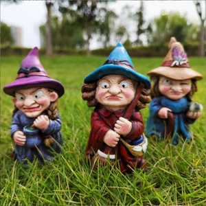Zauberhexe Skulptur Harz Handwerk Ornament Haus Garten Party Dekor Halloween - Bild 1 von 18