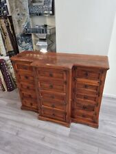 Antique Indian Oak Wood Drawers Sideboard Chest