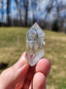 DT Double Terminated Clear Quartz Enhydro Crystal w/ 3 Moving Bubbles - Picture 1 of 4