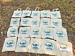 30 TOTE BAGS Triker, Recumbent Bike, Bent Trike NEW 14" x 14" Wholesale Lot - Picture 1 of 3