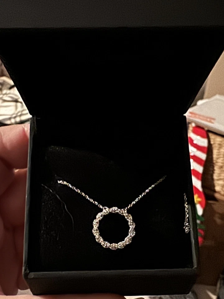 New In Box Kays jewelry 1/4 ctw 10ct white gold 19” circle of gratitude necklace - Image 1 of 4
