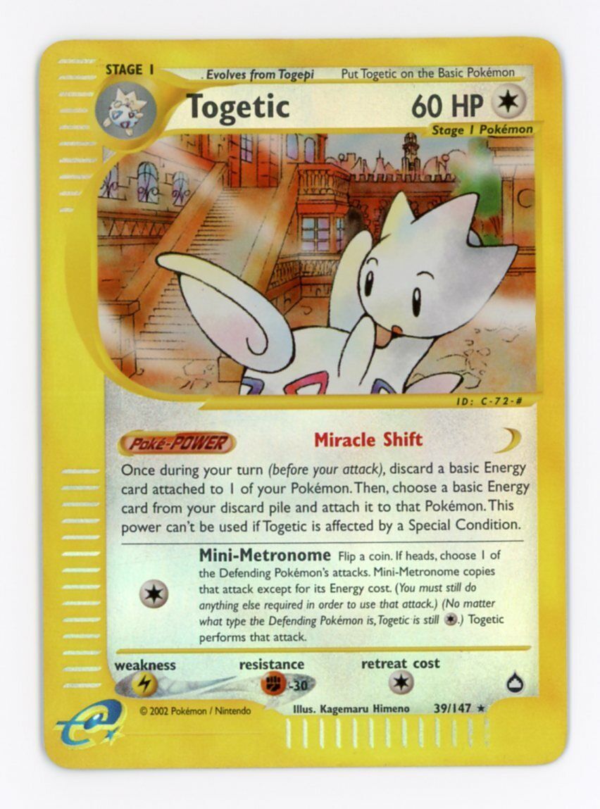 Togetic 39/147 Aquapolis Reverse Holo Foil Rare Pokemon - Near Mint-
